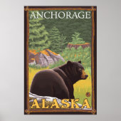 Schwarzer Bär im Wald - Ankerplatz, Alaska Poster (Vorne)