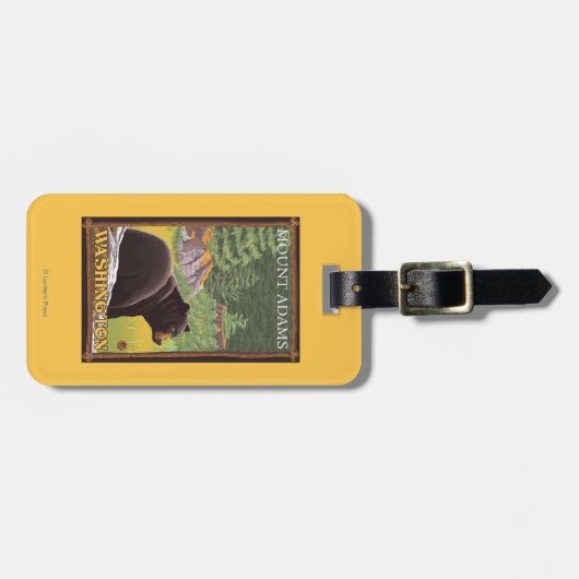 Schwarzer Bär im Wald - Berg Adams, Washington Gepäckanhänger (Vorderseite horizontal)