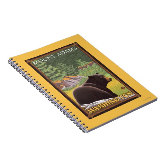 Schwarzer Bär im Wald - Berg Adams, Washington Notizblock (Rechte Seite)