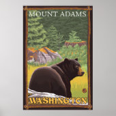 Schwarzer Bär im Wald - Berg Adams, Washington Poster (Vorne)