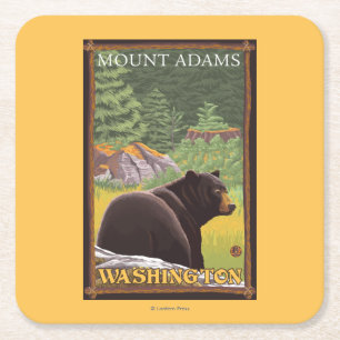 Schwarzer Bär im Wald - Berg Adams, Washington Rechteckiger Pappuntersetzer