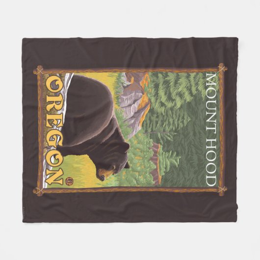 Schwarzer Bär im Wald - Berg-Haube, Oregon Fleecedecke (Vorderseite (Horizontal))