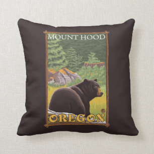 Schwarzer Bär im Wald - Berg-Haube, Oregon Kissen
