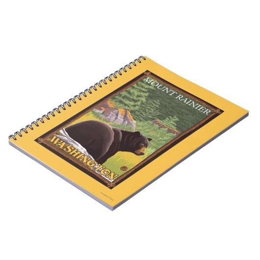 Schwarzer Bär im Wald - Berg Rainier, Washington Notizblock (Linke Seite)