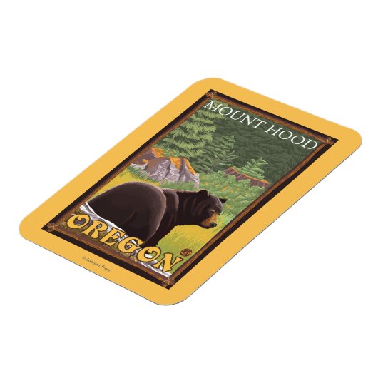 Schwarzer Bär im Wald - Berghof, Oregon Magnet (Linke Seite)