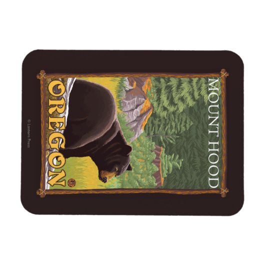 Schwarzer Bär im Wald - Berghof, Oregon Magnet (Horizontal)