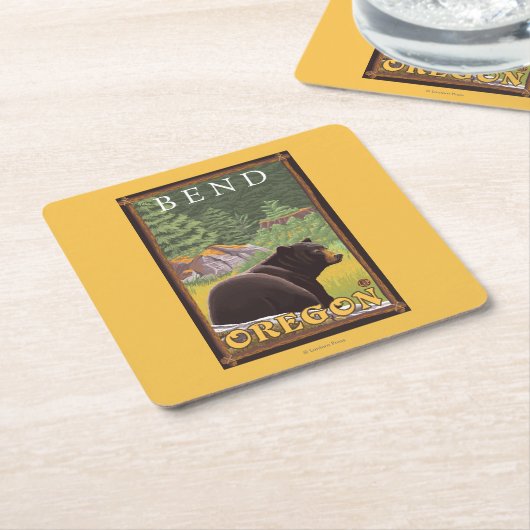 Schwarzer Bär im Wald - Biegung, Oregon Rechteckiger Pappuntersetzer (angewinkelt)