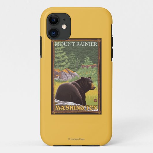Schwarzer Bär im Wald - der Mount Rainier, Case-Mate iPhone Hülle (Rückseite)