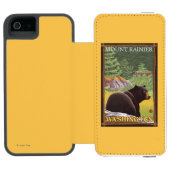 Schwarzer Bär im Wald - der Mount Rainier, Incipio iPhone Geldbeutel-Hülle (Folio Geöffnet)