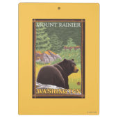 Schwarzer Bär im Wald - der Mount Rainier, Klemmbrett (Rückseite)