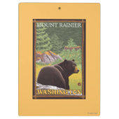 Schwarzer Bär im Wald - der Mount Rainier, Klemmbrett (Rückseite)