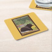 Schwarzer Bär im Wald - der Mount Rainier, Rechteckiger Pappuntersetzer (angewinkelt)