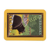 Schwarzer Bär im Wald - Fairbanks, Alaska Magnet (Horizontal)