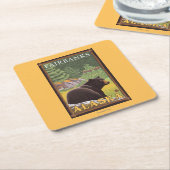 Schwarzer Bär im Wald - Fairbanks, Alaska Rechteckiger Pappuntersetzer (angewinkelt)