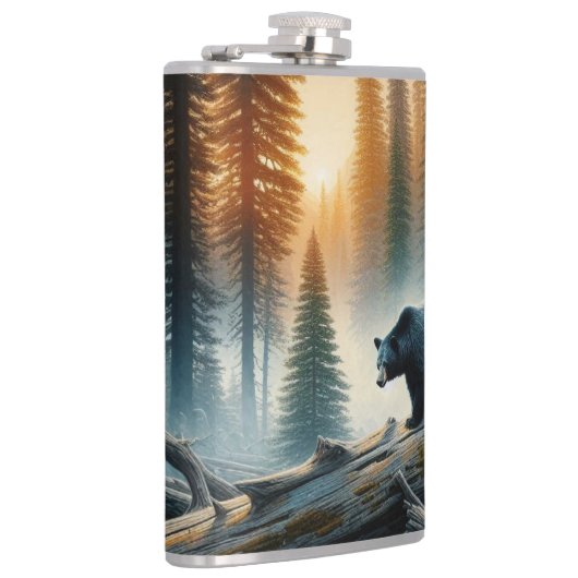 Schwarzer Bär im Wald Flachmann (Rechts)