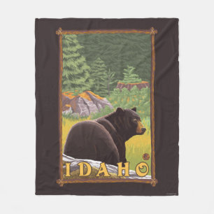 Schwarzer Bär im Wald - Idaho Fleecedecke