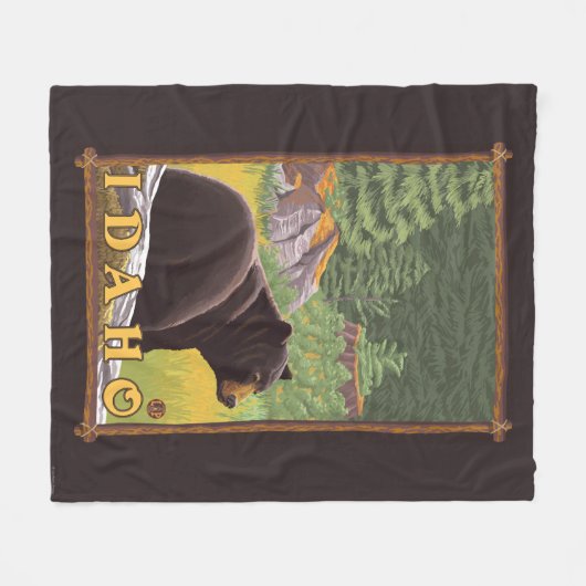 Schwarzer Bär im Wald - Idaho Fleecedecke (Vorderseite (Horizontal))