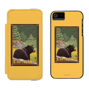 Schwarzer Bär im Wald - Idaho Incipio Watson™ iPhone 5 Geldbörsen Hülle