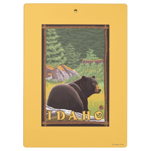 Schwarzer Bär im Wald - Idaho Klemmbrett (Rückseite)