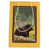 Schwarzer Bär im Wald - Idaho Mittlere Geschenktüte (Rückseite)