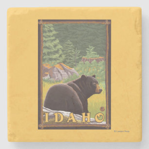 Schwarzer Bär im Wald - Idaho Steinuntersetzer