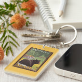 Schwarzer Bär im Wald - Juneau, Alaska Schlüsselanhänger (Vorderseite rechts)