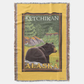 Schwarzer Bär im Wald - Ketchikan, Alaska Decke (Vorderseite Vertikal)