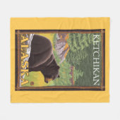 Schwarzer Bär im Wald - Ketchikan, Alaska Fleecedecke (Vorderseite (Horizontal))