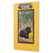Schwarzer Bär im Wald - Ketchikan, Alaska Klemmbrett (Links)