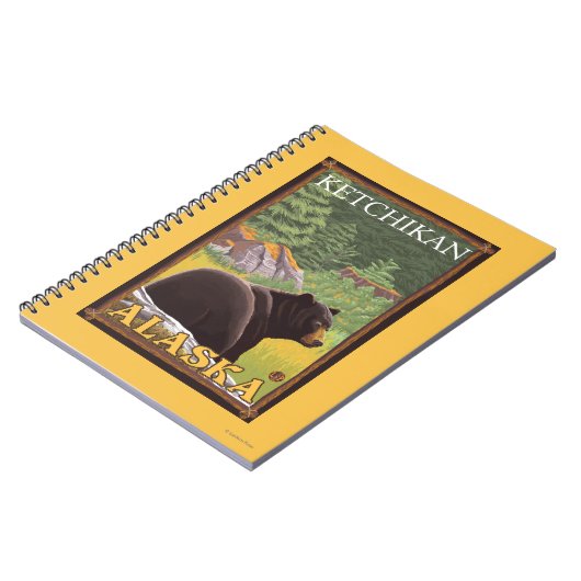 Schwarzer Bär im Wald - Ketchikan, Alaska Notizblock (Linke Seite)