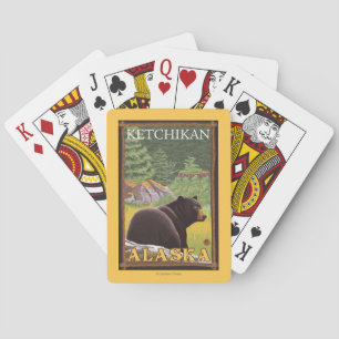 Schwarzer Bär im Wald - Ketchikan, Alaska Spielkarten