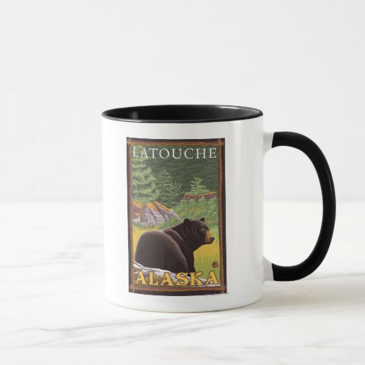 Schwarzer Bär im Wald - Latouche, Alaska Tasse (Rechts)