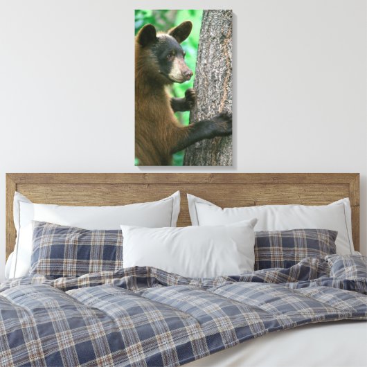 Schwarzer Bär im Wald Leinwanddruck (Insitu (Schlafzimmer))