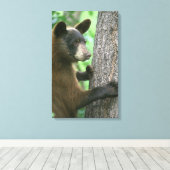 Schwarzer Bär im Wald Leinwanddruck (Insitu (Holzboden))