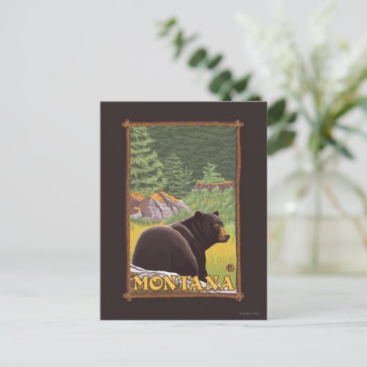 Schwarzer Bär im Wald - Montana Postkarte (Stehend Vorderseite)