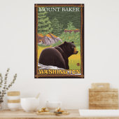 Schwarzer Bär im Wald - Mount Baker, Washington Poster (Küche)