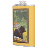 Schwarzer Bär im Wald - Nordkaskaden, Washingto Flachmann (Links)