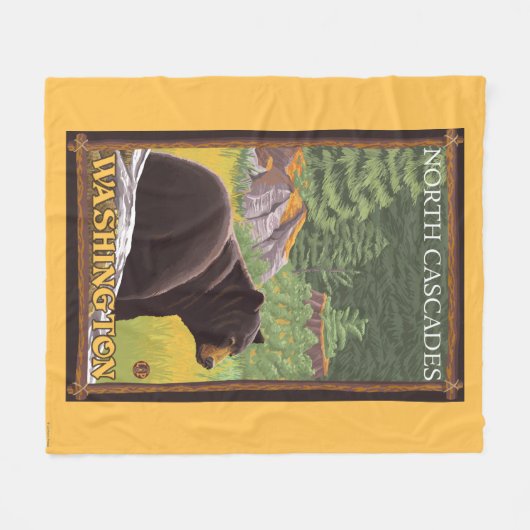 Schwarzer Bär im Wald - Nordkaskaden, Washingto Fleecedecke (Vorderseite (Horizontal))