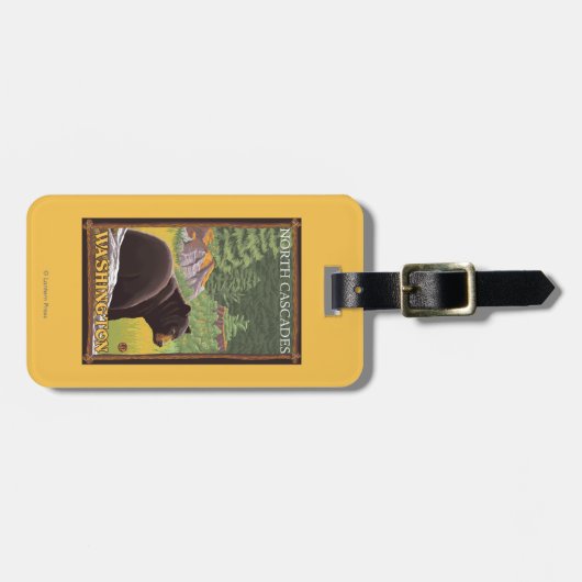 Schwarzer Bär im Wald - Nordkaskaden, Washingto Gepäckanhänger (Vorderseite horizontal)