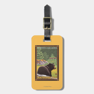 Schwarzer Bär im Wald - Nordkaskaden, Washingto Gepäckanhänger