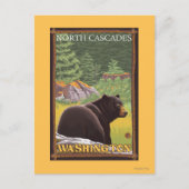 Schwarzer Bär im Wald - Nordkaskaden, Washington Postkarte (Vorderseite)