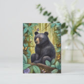 Schwarzer Bär im Wald Postkarte (Stehend Vorderseite)