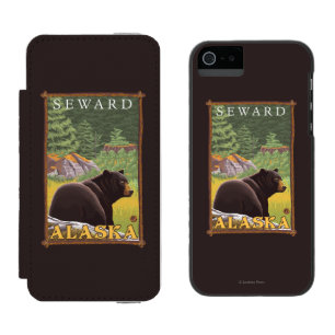 Schwarzer Bär im Wald - Seward, Alaska Incipio Watson™ iPhone 5 Geldbörsen Hülle
