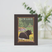 Schwarzer Bär im Wald - Seward, Alaska Postkarte (Stehend Vorderseite)