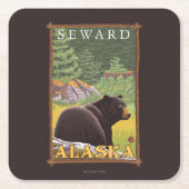 Schwarzer Bär im Wald - Seward, Alaska Rechteckiger Pappuntersetzer (Vorderseite)