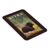 Schwarzer Bär im Wald - Sitka, Alaska Magnet (Rechte Seite)