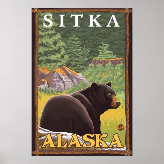 Schwarzer Bär im Wald - Sitka, Alaska Poster (Vorne)