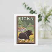 Schwarzer Bär im Wald - Sitka, Alaska Postkarte (Stehend Vorderseite)