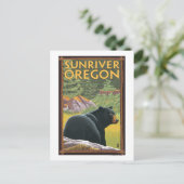 Schwarzer Bär im Wald - Sun River, Oregon Postkarte (Stehend Vorderseite)