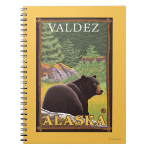Schwarzer Bär im Wald - Valdez, Alaska Notizblock
